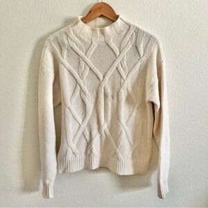 Everlane Cream Wool Knit Mockneck Sweater Sz M